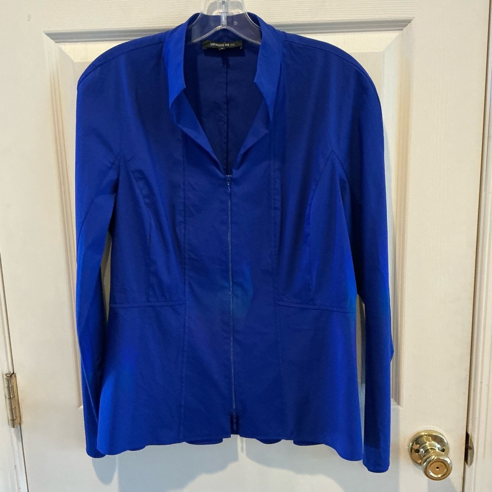 Lafayette Minimalist Royal Blue Zip Fall Jacket Casual Business Career SZ Medium - Picture 13 of 13